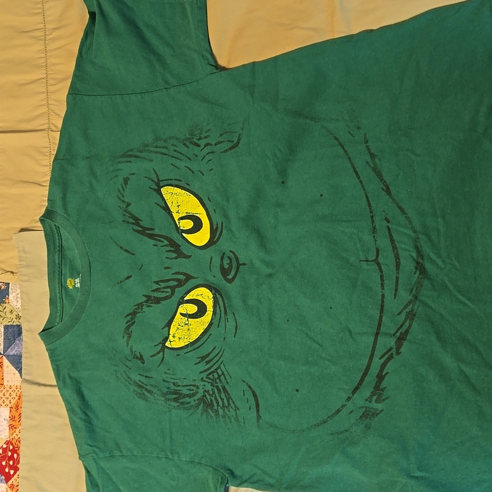 Dr. Seuss The Grinch Face Green Adult Unisex Graphic Tee T-Shirt, Size XL
